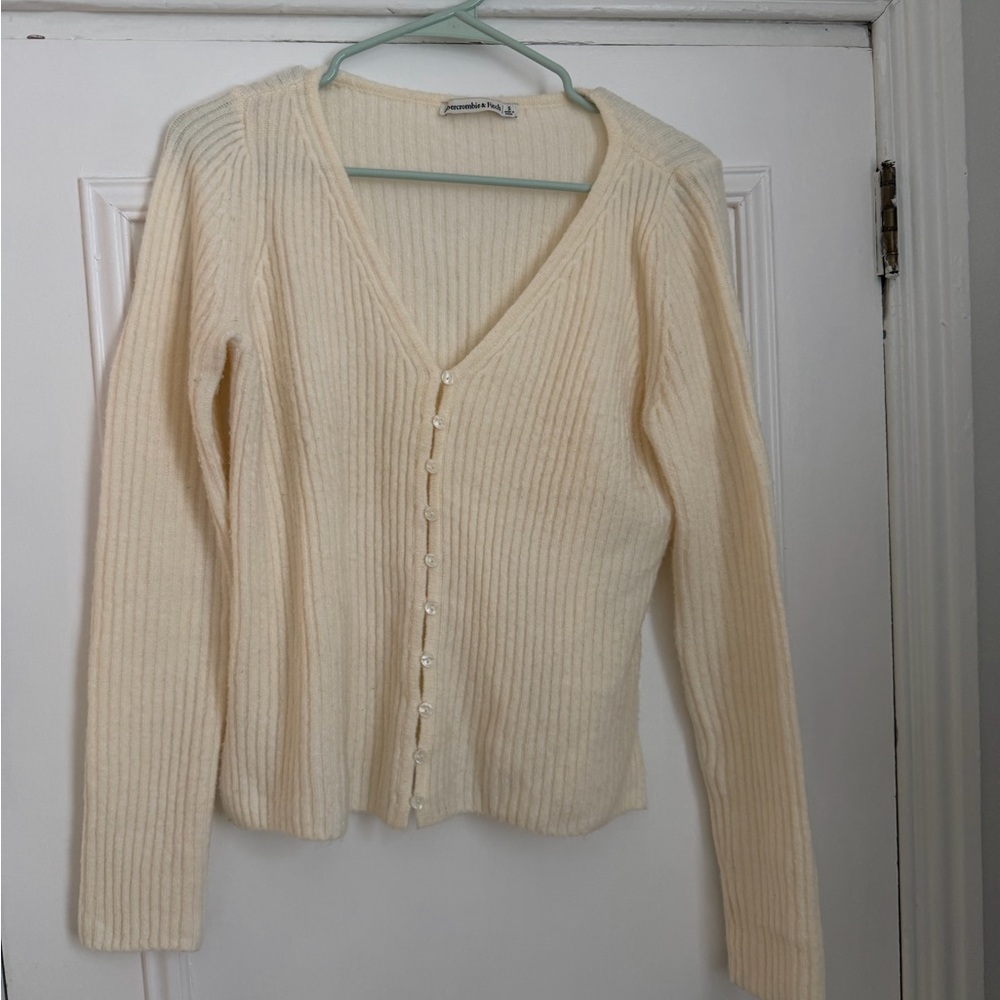 Abercrombie & Fitch Cream Cardigan Sweater